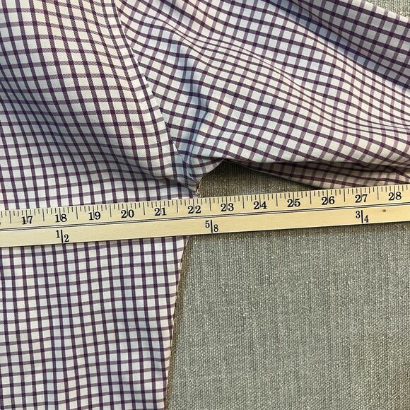Peter Millar Shirt Men Medium Nanoluxe Purple Check Long Sleeve Button Up Preppy - Picture 5 of 7